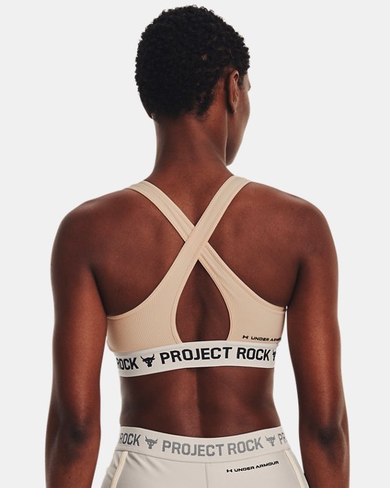 Women's Project Rock Crossback Training Ground Sports Bra, Orange, pdpMainDesktop image number 1